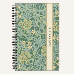 Cuaderno Patrón floral personalizado de jazmín verde