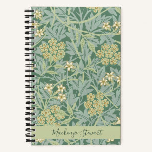 Cuaderno Patrón floral personalizado de jazmín verde