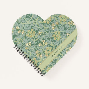 Cuaderno Patrón floral personalizado de jazmín verde
