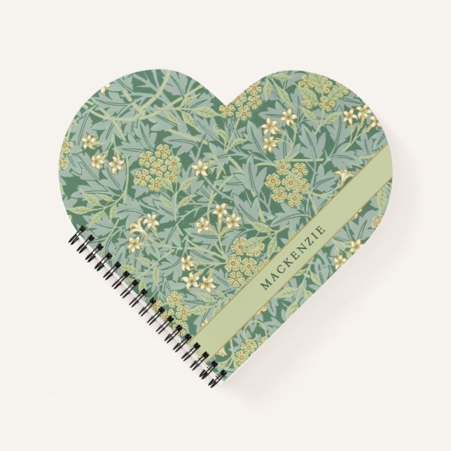 Cuaderno Patrón floral personalizado de jazmín verde (Anverso)