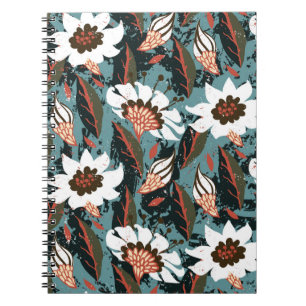 Cuaderno Patrón floral pintado a mano con flor en