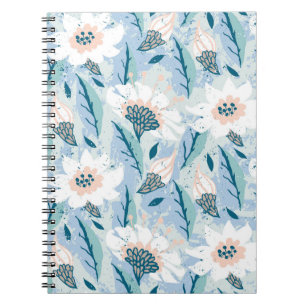 Cuaderno Patrón floral pintado a mano con gran blanco