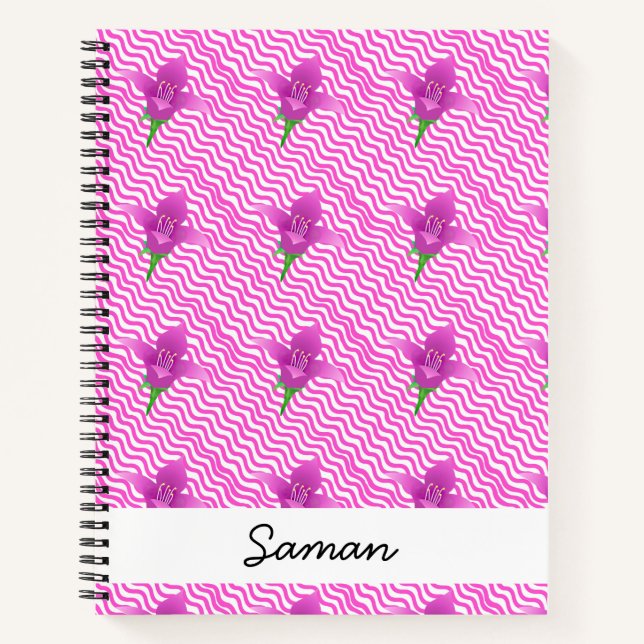 Cuaderno Patrón floral púrpura moderno (Anverso)