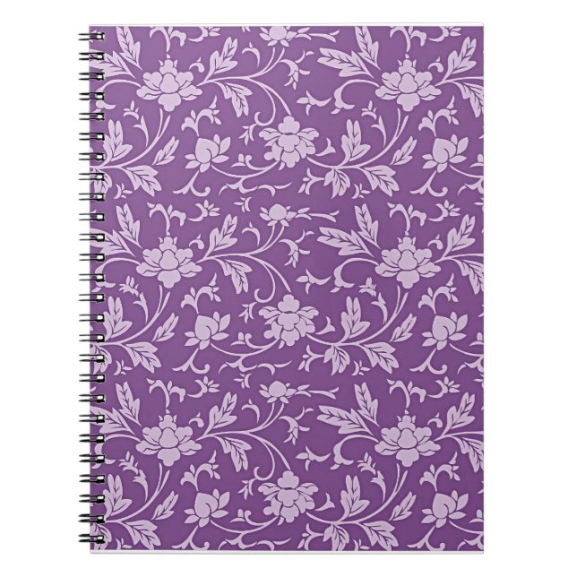 Cuaderno Patrón floral púrpura y lavanda (Frente)