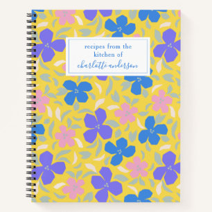 Cuaderno Patrón floral retro en receta amarilla