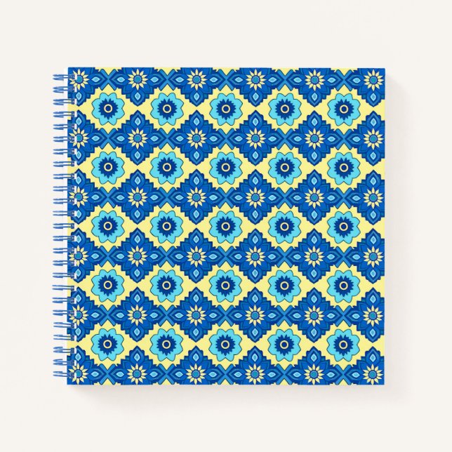 Cuaderno Patrón floral retro geométrico decorativo (Anverso)