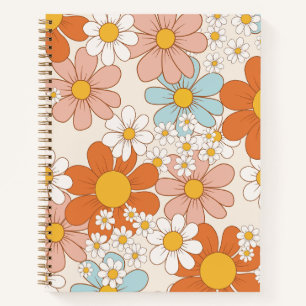 Cuaderno Patrón Floral Retro Groovy Sin Costuras de Margari