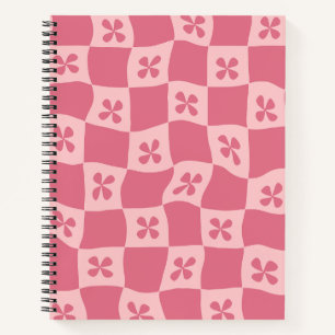 Cuaderno Patrón floral retro-rosado controlado