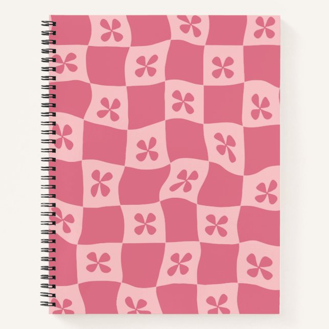 Cuaderno Patrón floral retro-rosado controlado (Anverso)