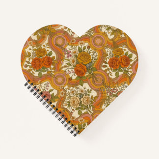 Cuaderno Patrón floral retro vintage de los 70 | Botánica t