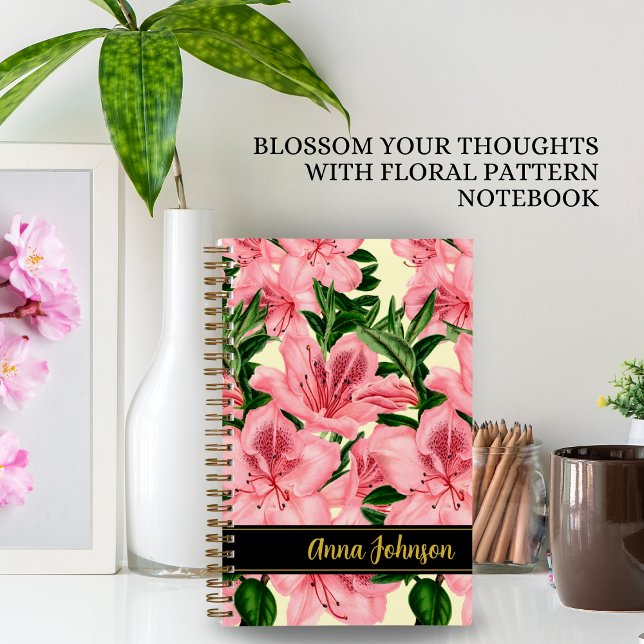 Cuaderno Patrón Floral Rojo Moderno con Nombre Personalizad (Subido por el creador)
