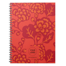 Cuaderno Patrón floral rojo y Naranja vibrante y audaz