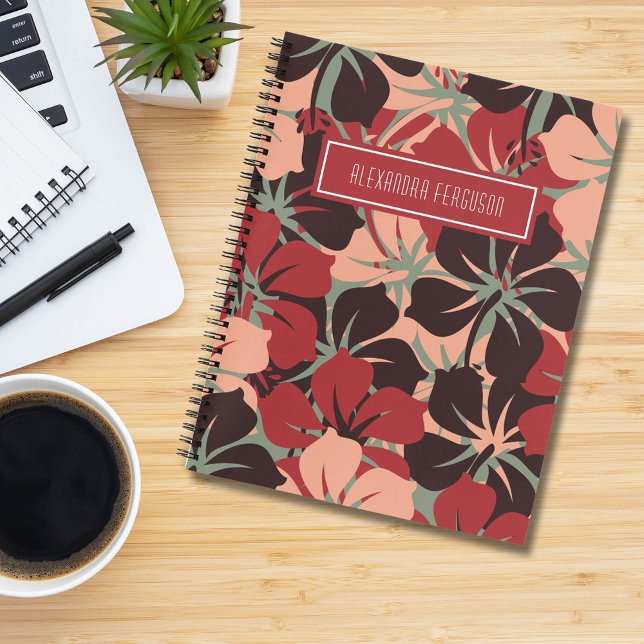 Cuaderno Patrón floral rojo y negro estético personalizado (Subido por el creador)