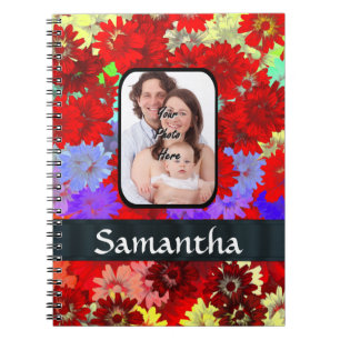 Cuaderno Patrón floral rojo y púrpura