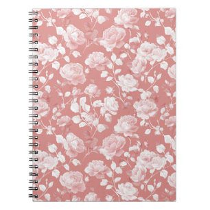 Cuaderno Patrón floral rosa blanco femenino bebé