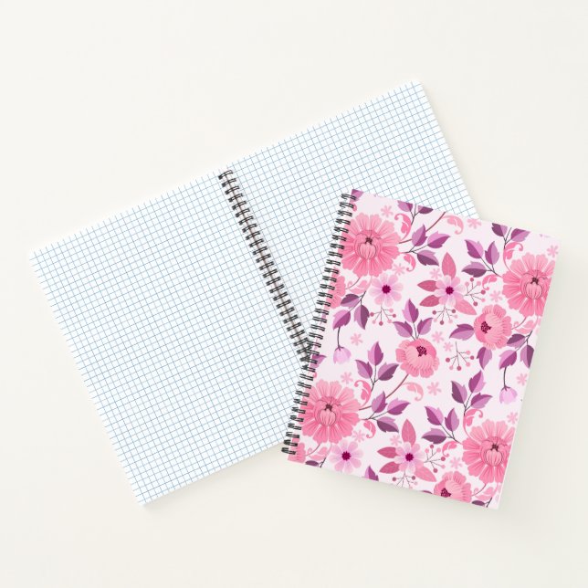 Cuaderno Patrón floral rosa con flores elegantes (Interior)
