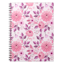 Cuaderno Patrón floral rosa con flores elegantes