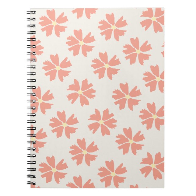 Cuaderno Patrón floral rosa de diseño blanco roto (Frente)
