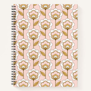 Cuaderno Patrón floral rosa de los jardines retro
