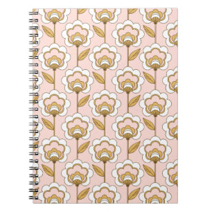 Cuaderno Patrón floral rosa de los jardines retro