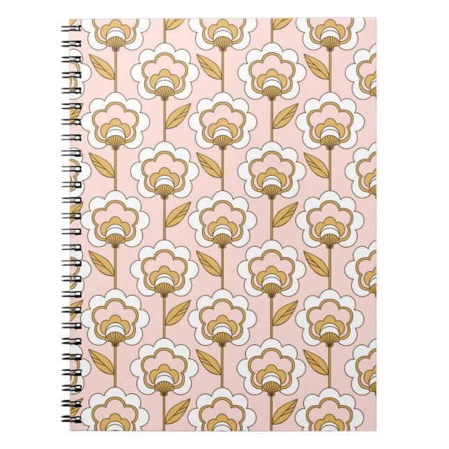 Cuaderno Patrón floral rosa de los jardines retro (Frente)