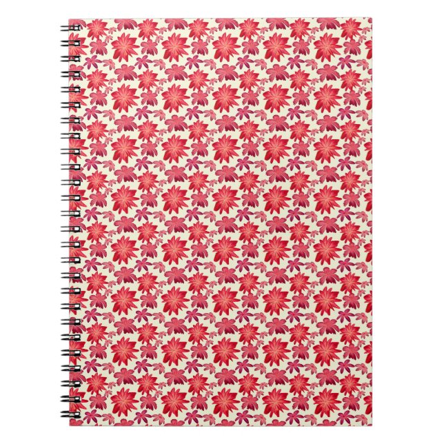 Cuaderno Patrón floral rosa rojo continuo estético oscuro  (Frente)