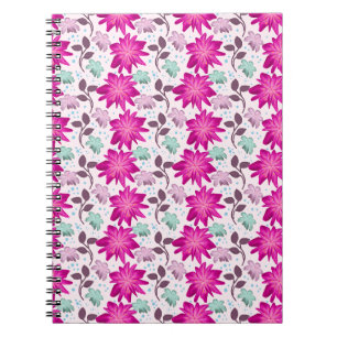 Cuaderno Patrón floral rosa vibrante Flores modernas y at