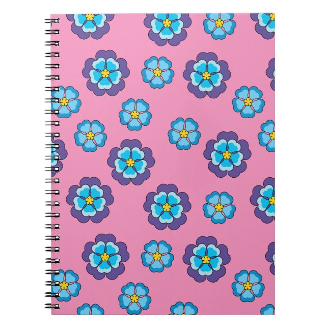 Cuaderno Patrón floral rosa violeta azul (Frente)