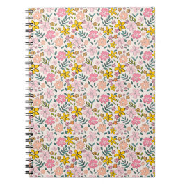 Cuaderno Patrón floral rosa y amarillo lindo