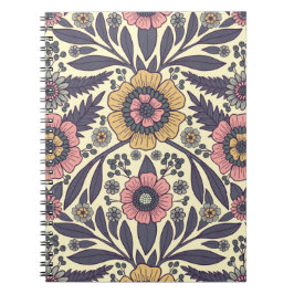 Cuaderno Patrón floral rosa y azul sin problemas