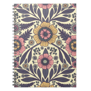 Cuaderno Patrón floral rosa y azul sin problemas