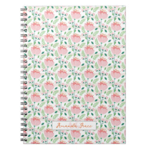 Cuaderno Patrón floral rosa y naranja