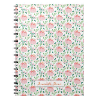 Cuaderno Patrón floral rosa y naranja