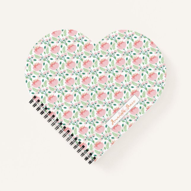Cuaderno Patrón floral rosa y naranja (Anverso)