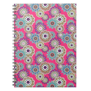 Cuaderno Patrón floral rústico colorido retro