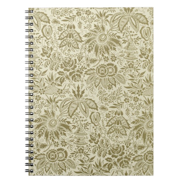 Cuaderno Patrón floral Sage verde Damasco antiguo (Frente)