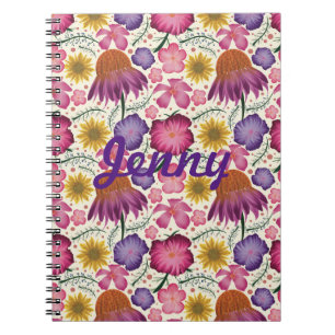 Cuaderno Patrón floral silvestre personalizado
