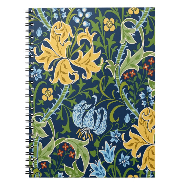 Cuaderno Patrón floral sin costura con flores grandes, liri (Frente)