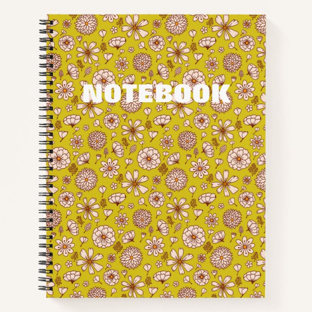 Cuaderno Patrón floral sin costuras amarillo (Anverso)
