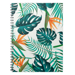 Cuaderno Patrón floral sin costuras con hojas. espalda tro