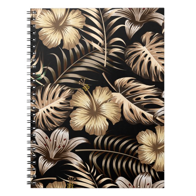 Cuaderno Patrón floral sin costuras con hojas. espalda trop (Frente)