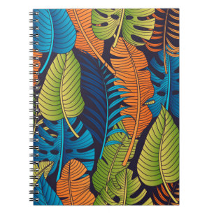 Cuaderno Patrón floral sin costuras con hojas. espalda trop