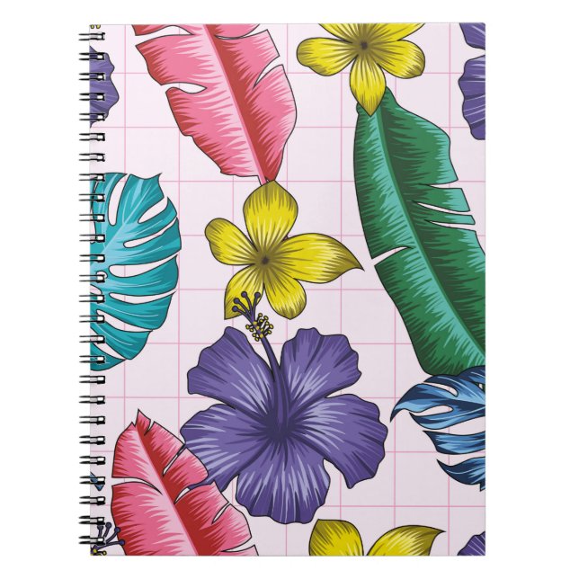 Cuaderno Patrón floral sin costuras con hojas. espalda trop (Frente)