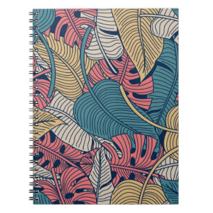 Cuaderno Patrón floral sin costuras con hojas. espalda trop