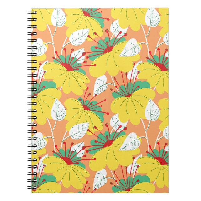 Cuaderno Patrón floral sin costuras. Fondo con mano (Frente)