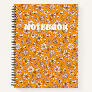 Cuaderno patrón floral sin costuras naranja