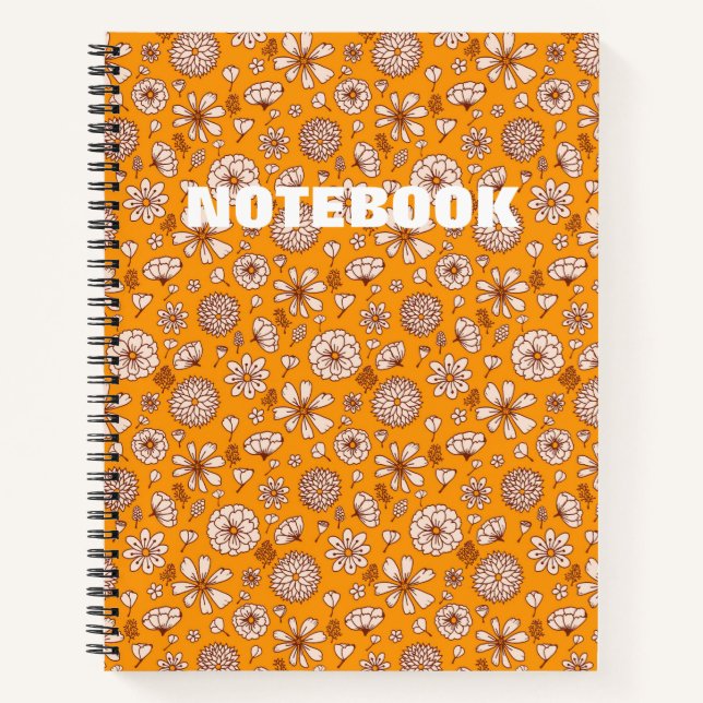 Cuaderno patrón floral sin costuras naranja (Anverso)