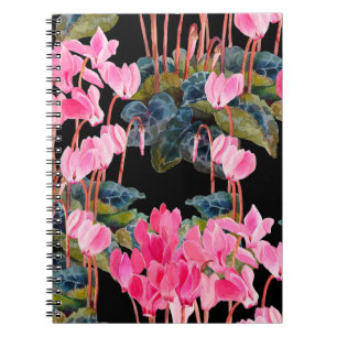 Cuaderno Patrón floral sin fisuras. Ciclamo rosa aislado en