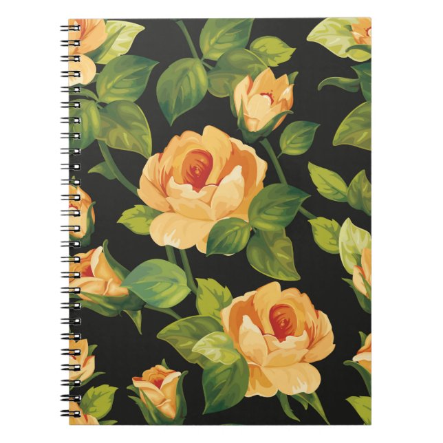 Cuaderno Patrón floral sin fisuras con hermosos rosas (Frente)