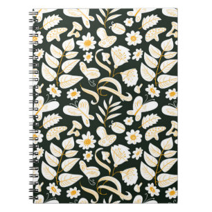 Cuaderno Patrón floral sin fisuras con mariposas e insecto